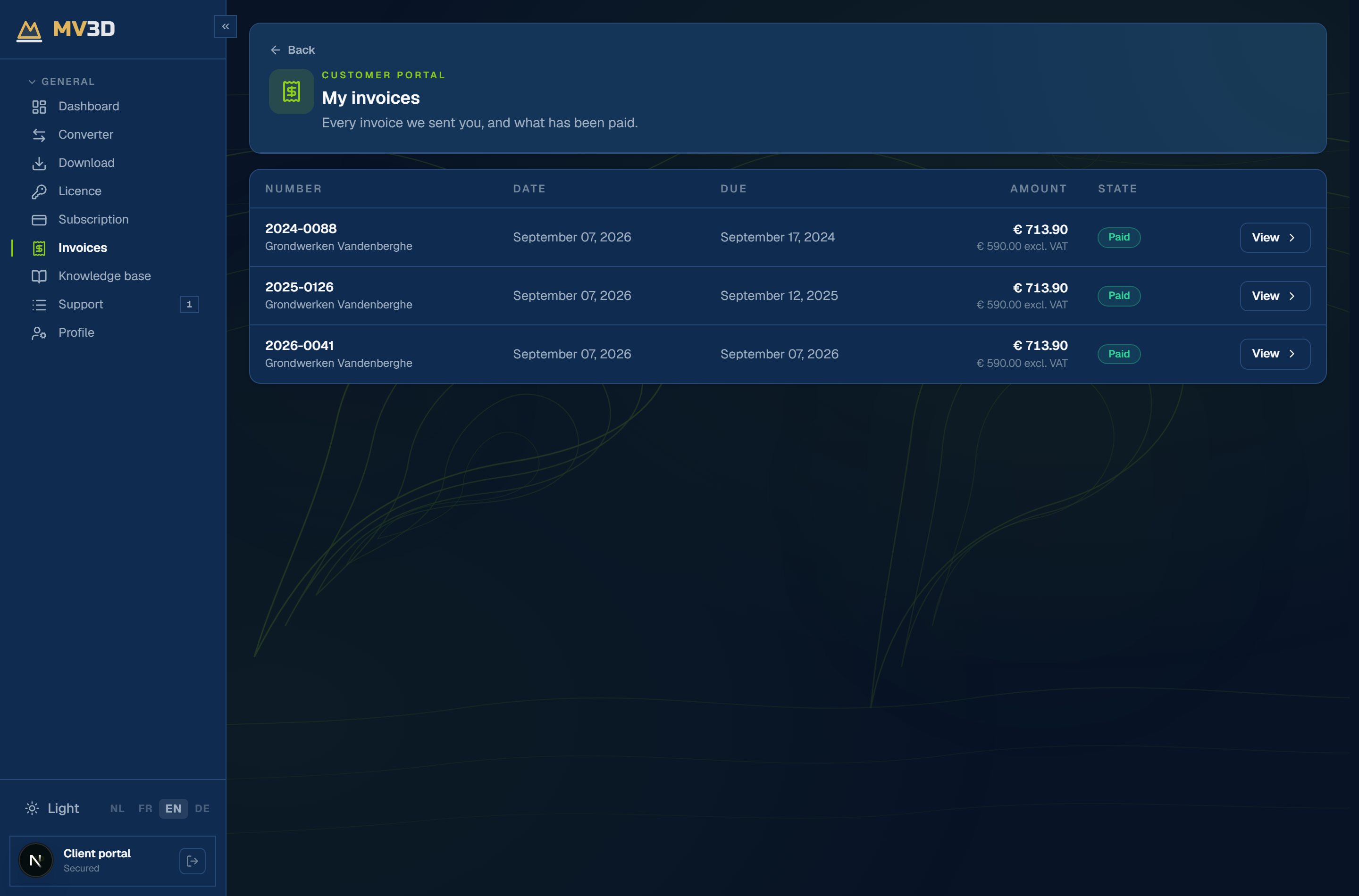 Every invoice, as a pdf